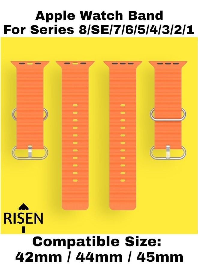 Risen - Ocean Loop Silicone Strap For iWatch Series 8/SE/7/6/5/4/3/2/1 Replacement Strap For Apple Watch Bands 42mm / 44mm / 45mm - Image 1