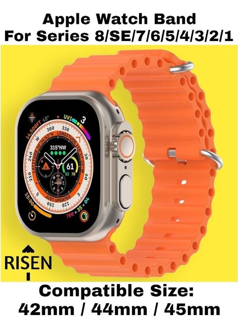Ocean Loop Silicone Strap For iWatch Series 8/SE/7/6/5/4/3/2/1 Replacement Strap For Apple Watch Bands 42mm / 44mm / 45mm