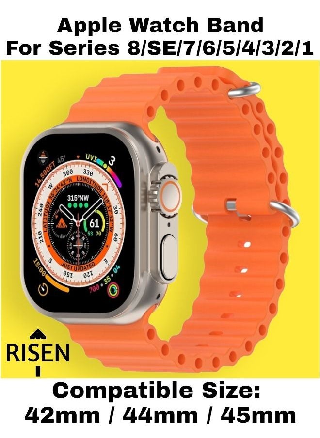 Risen - Ocean Loop Silicone Strap For iWatch Series 8/SE/7/6/5/4/3/2/1 Replacement Strap For Apple Watch Bands 42mm / 44mm / 45mm - Image 1