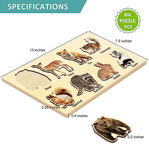 MoinKidz Wooden Jigsaw Puzzles for Toddlers by MoinKidz Woodland Animals Montessori Puzzles for Kids Ages 35 Educational Learning STEM Toys Birthday Gift for Boys Girls - Image 5