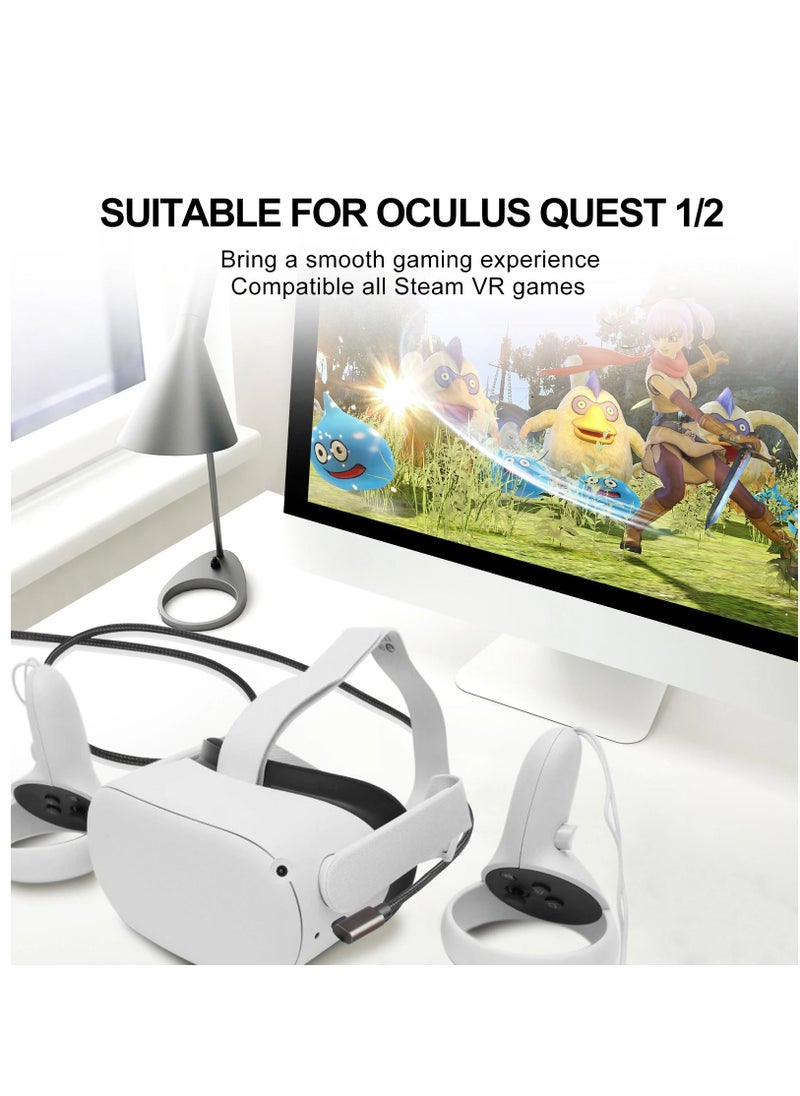 VR Link Cable 16FT Compatible with Oculus/Meta Quest 2 Accessories and Steam VR USB 3.0 to Type C Long Charger Cord High Speed PC Data Transfer for Gaming PC VR Headset and USB C Charger