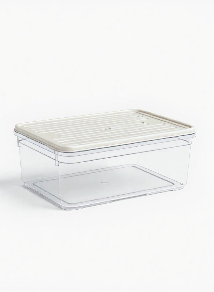 Dunya Plastik Plastic BPA- free transparent food storage container box with airtight lid stackable kitchen organizer for pantry fridge & dry food beige 1650 ml. - Image 1