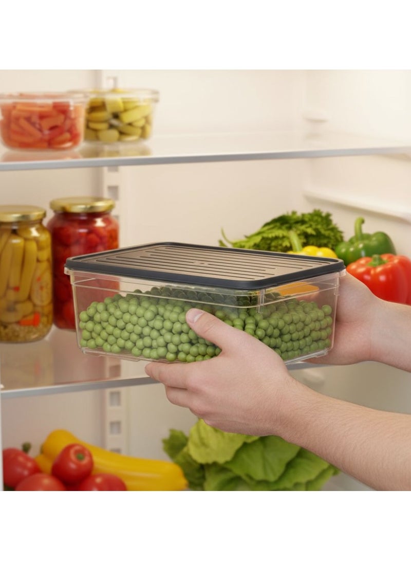 Dunya Plastik Plastic BPA- free transparent food storage container box with airtight lid stackable kitchen organizer for pantry fridge & dry food beige 1650 ml. - Image 3