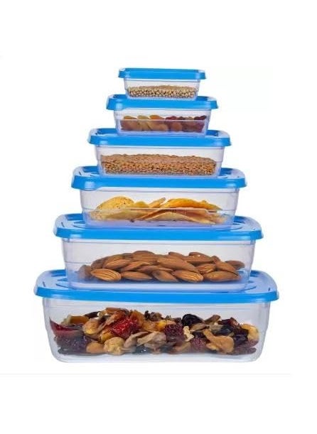 DIVHUK DIVHUK Plastic Rectangular Food Storage Container with Air Tight Lid Kitchen Container Meat Box Fridge and Freezer Storage Boxes Bowl 6 Pcs 225ml 325ml 650ml 1250ml 2200ml 3500ml  - Image 1