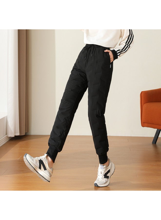 YaYa Women's Duck Down Warm Winter Cuffed Pants Solid Color Versatile Casual Sport Windproof Cold-resistant Down Pants Women - Image 4