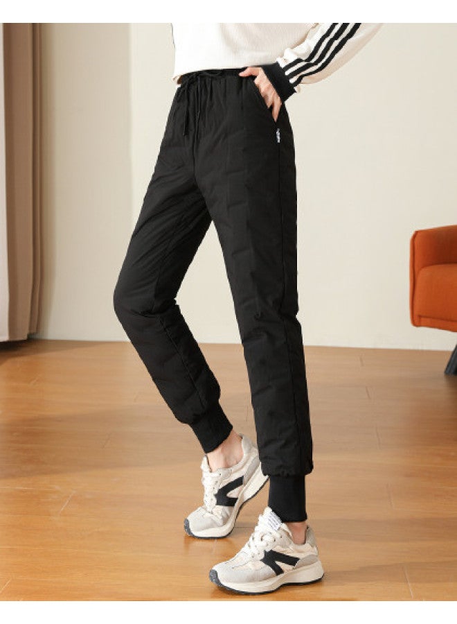 YaYa Women's Duck Down Warm Winter Cuffed Pants Solid Color Versatile Casual Sport Windproof Cold-resistant Down Pants Women - Image 1