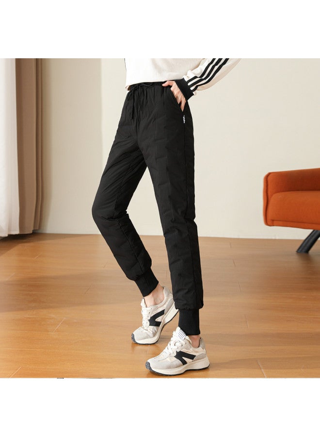YaYa Women's Duck Down Warm Winter Cuffed Pants Solid Color Versatile Casual Sport Windproof Cold-resistant Down Pants Women - Image 2