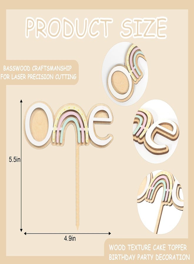 HGFC Wooden Rainbow Cake Topper For 1stbirthday - Baby 1st Birthday Decor,Boho Rainbow First Birthday Cake Topper For Baby,Cake Smash Photo Prop - Image 2