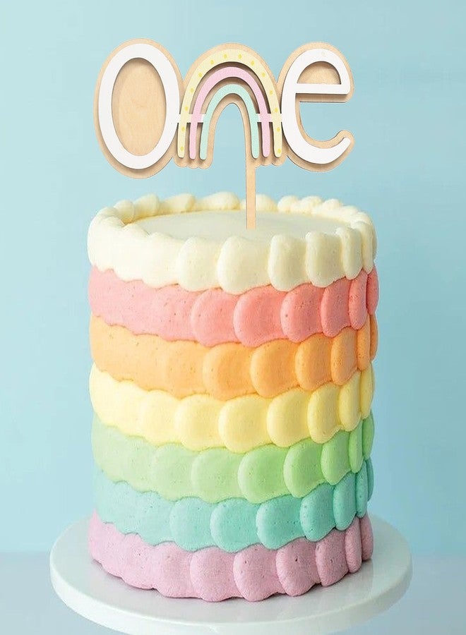 HGFC Wooden Rainbow Cake Topper For 1stbirthday - Baby 1st Birthday Decor,Boho Rainbow First Birthday Cake Topper For Baby,Cake Smash Photo Prop - Image 4