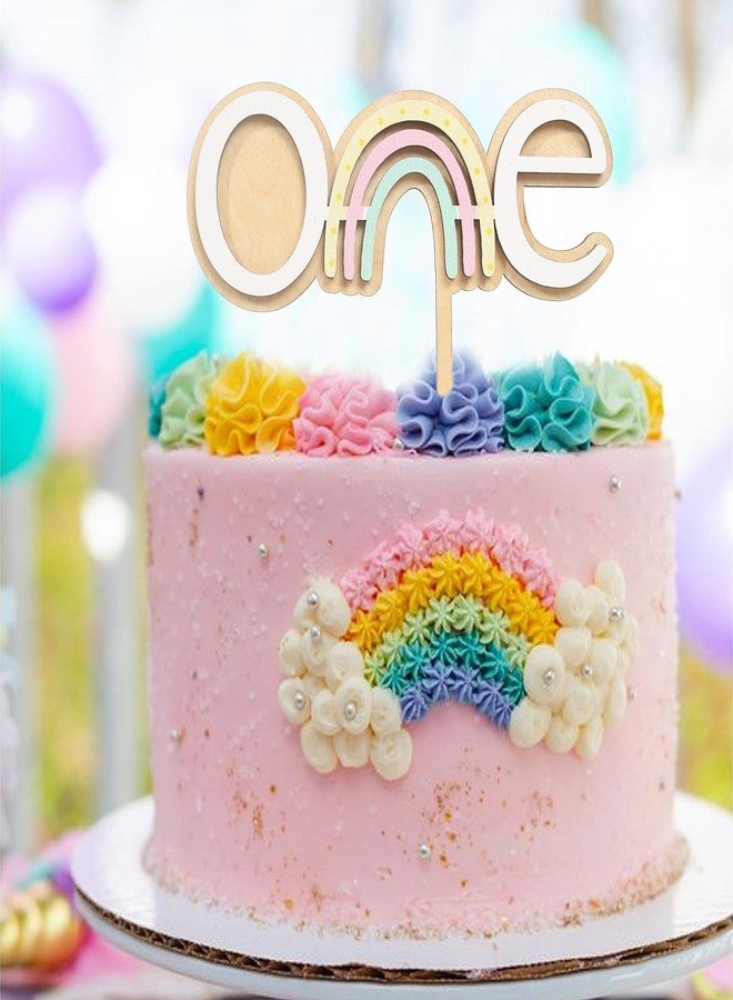 HGFC Wooden Rainbow Cake Topper For 1stbirthday - Baby 1st Birthday Decor,Boho Rainbow First Birthday Cake Topper For Baby,Cake Smash Photo Prop - Image 3