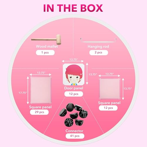 EXVITO 12 Door Kids Plastic Wardrobe for Clothes, Foldable Plastic Almirah for Clothes, Collapsible Wardrobe for Storage, Baby Cupboard for Clothes Storage - (CAT Pink, 12 Door) - Image 5