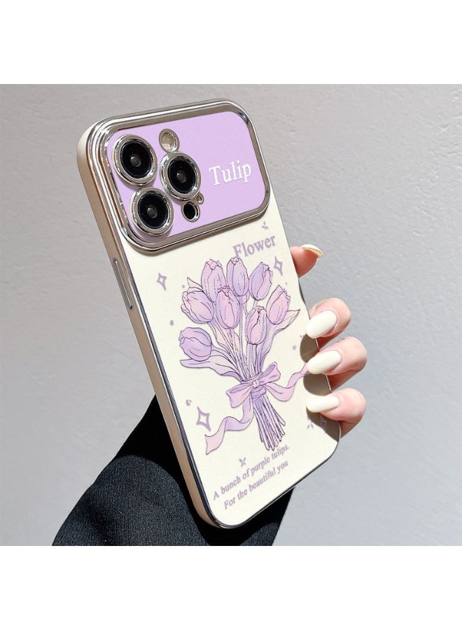 NIBEMINENT Electroplated Flowers Protective TPU Case Cover For iPhone 15 Pro Max, Mid Summer Tulips - Image 2