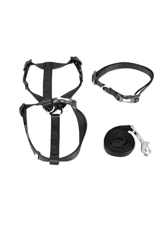 Loquat 3-Piece Adjustable Harness Leash And Collar Set Black 13x5x4cm - Image 1