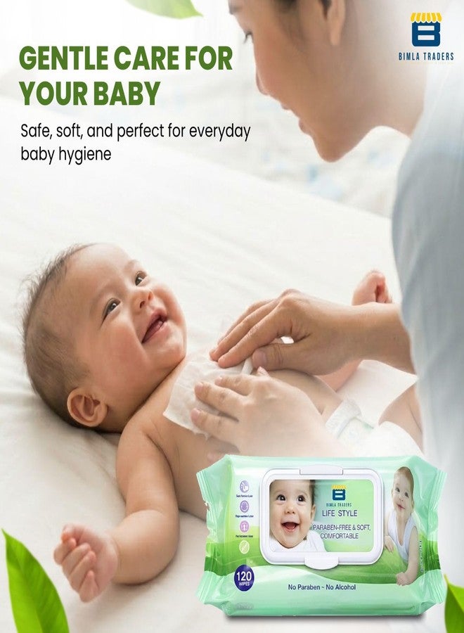 Btag Soft Natural Baby Wipes | Natural & Gentle Care | Ultra-Soft, Baby-Friendly Wet Wipes for Daily Use 120 Piece Pack (Pack of - 1) - Image 2