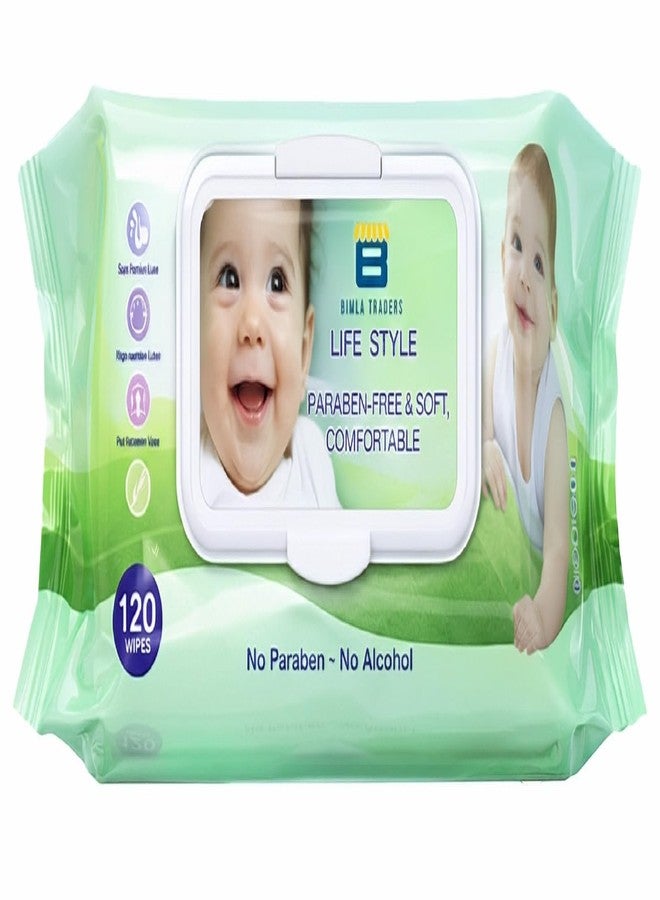 Btag Soft Natural Baby Wipes | Natural & Gentle Care | Ultra-Soft, Baby-Friendly Wet Wipes for Daily Use 120 Piece Pack (Pack of - 1) - Image 1