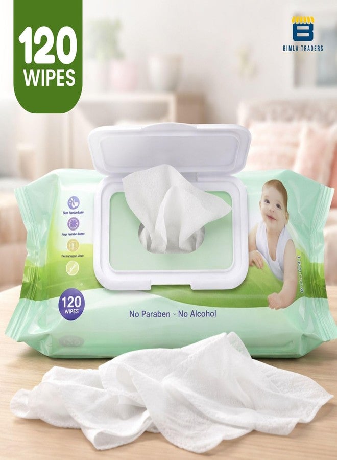 Btag Soft Natural Baby Wipes | Natural & Gentle Care | Ultra-Soft, Baby-Friendly Wet Wipes for Daily Use 120 Piece Pack (Pack of - 1) - Image 5