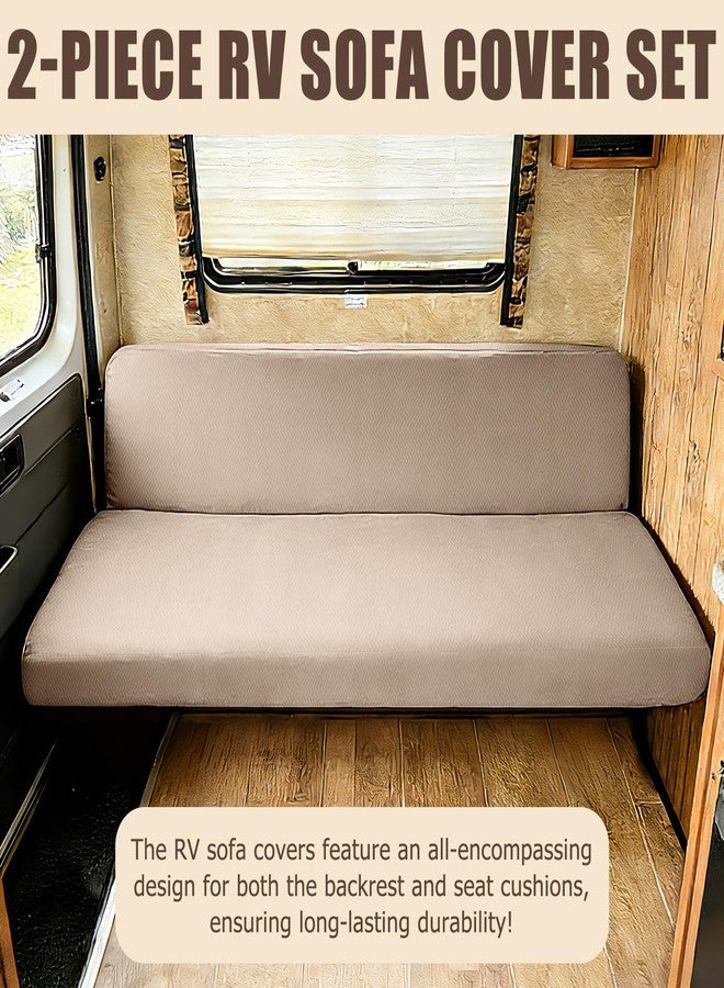DIFEDO RV Couch Covers for Sofa Bed,2 Piece Washable Backrest & Seat Armless Sofa Couch Covers Stretch Furniture Protector with Elastic Bottom for Jackknife Sleeper Sofas (Khaki) - Image 3