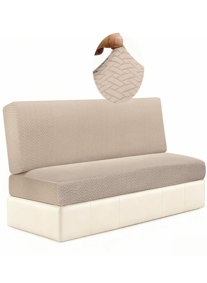 DIFEDO RV Couch Covers for Sofa Bed,2 Piece Washable Backrest & Seat Armless Sofa Couch Covers Stretch Furniture Protector with Elastic Bottom for Jackknife Sleeper Sofas (Khaki) - Image 1