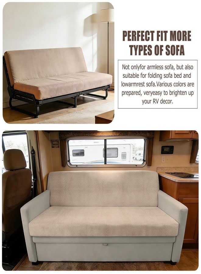 DIFEDO RV Couch Covers for Sofa Bed,2 Piece Washable Backrest & Seat Armless Sofa Couch Covers Stretch Furniture Protector with Elastic Bottom for Jackknife Sleeper Sofas (Khaki) - Image 5