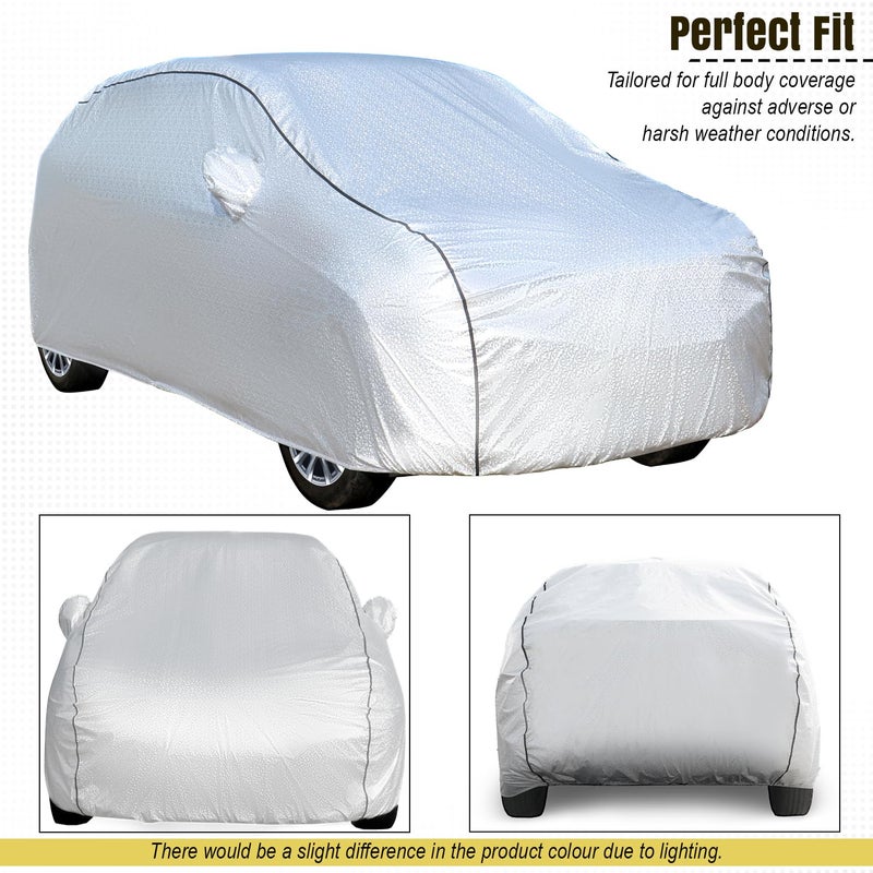 Pivalo Car Cover for Tata Nexon All Model & Years (2017-2025) 100% Waterproof with Mirror Pockets, Triple Stitched Bottom Elastic Dustproof Full Body Protection (Heat & UV Resistant, Silver) - Image 3