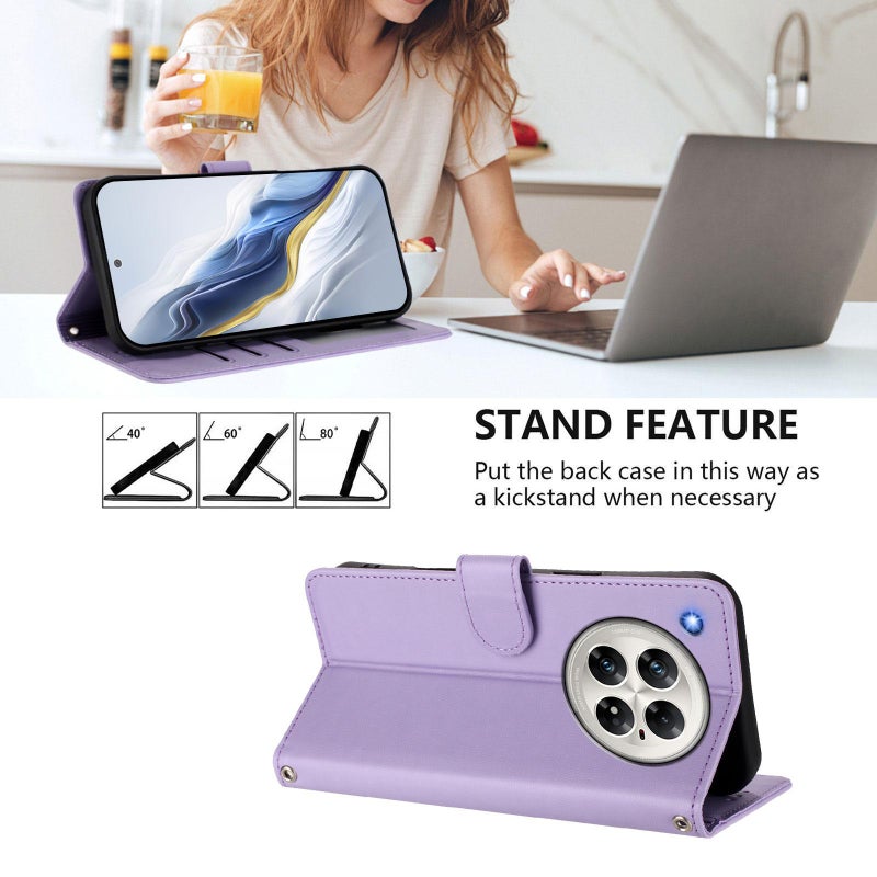 إيروريكس جراب هاتف من جلد القطة المنقوش لهاتف Infinix Zero 40 4G / 5G مع حزام يد (أرجواني فاتح) - Image 3