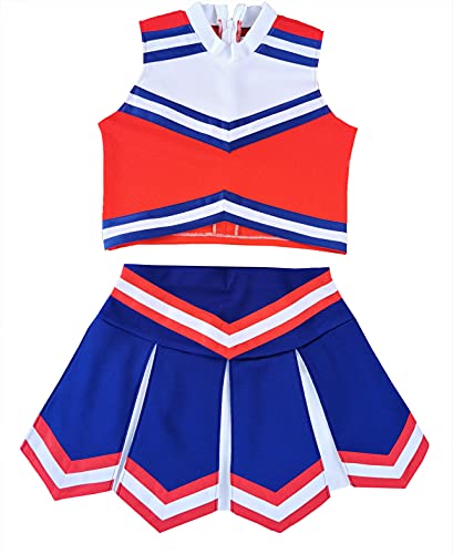 Total 2550 Little Girls' Kids Children Dress Cheerleader Costume Uniform Cheerleading Outfit Halloween Red/Blue/White (S / 2-5) - Image 1