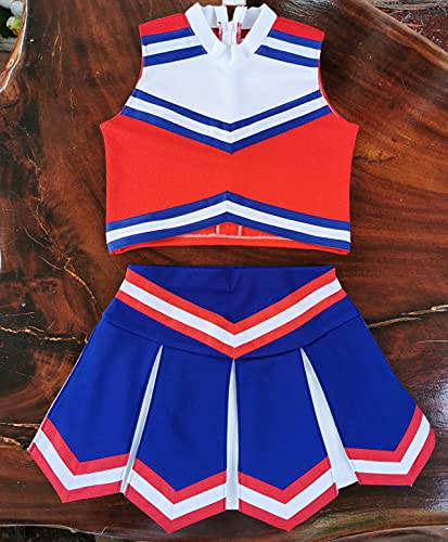 Total 2550 Little Girls' Kids Children Dress Cheerleader Costume Uniform Cheerleading Outfit Halloween Red/Blue/White (S / 2-5) - Image 2