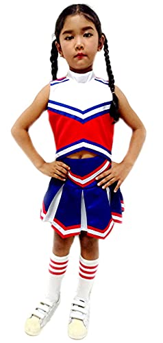 Total 2550 Little Girls' Kids Children Dress Cheerleader Costume Uniform Cheerleading Outfit Halloween Red/Blue/White (S / 2-5) - Image 5