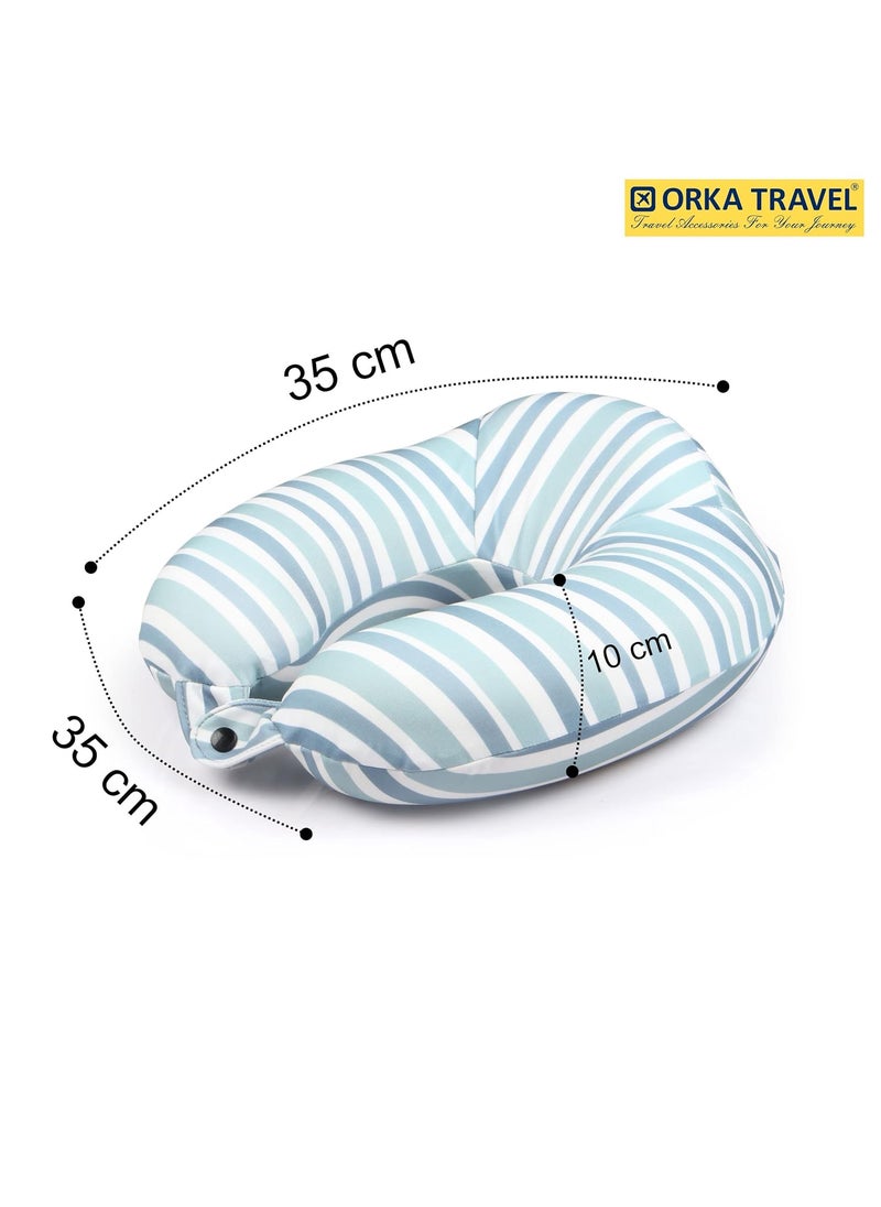 ORKA TRAVEL ORKA TRAVEL Memory Foam Spandex Digital Printed High Back U Neck Pillow Linear  - Image 2