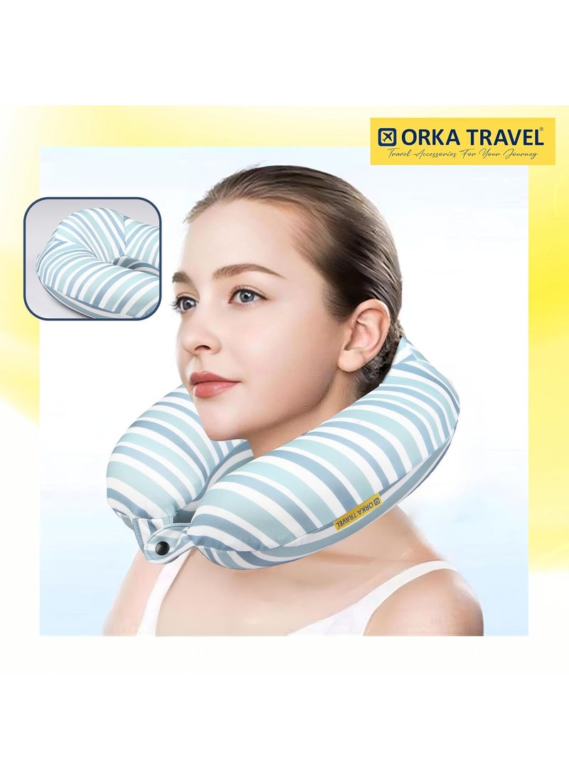 ORKA TRAVEL ORKA TRAVEL Memory Foam Spandex Digital Printed High Back U Neck Pillow Linear  - Image 3
