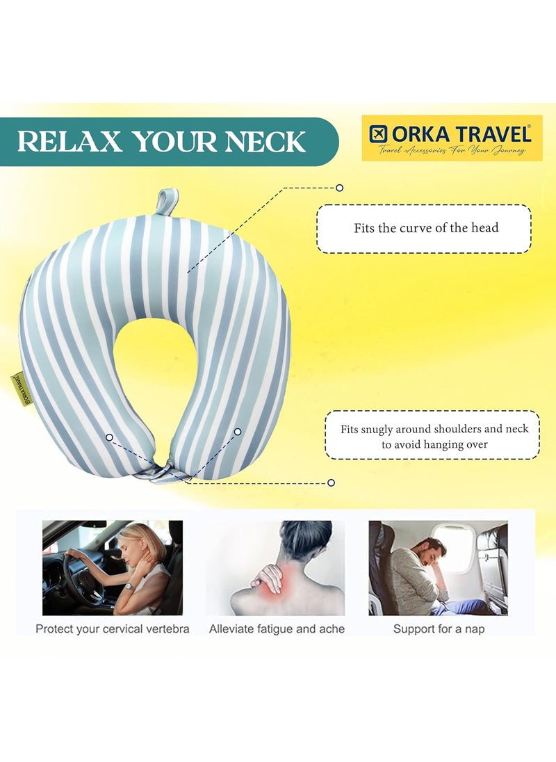 ORKA TRAVEL ORKA TRAVEL Memory Foam Spandex Digital Printed High Back U Neck Pillow Linear  - Image 5