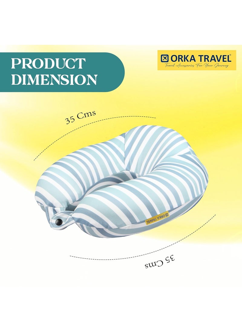 ORKA TRAVEL ORKA TRAVEL Memory Foam Spandex Digital Printed High Back U Neck Pillow Linear  - Image 4