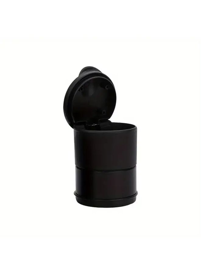 Black Dustbin Style Car Ashtray With Lid Durable Plastic Interior Accessory - Image 3