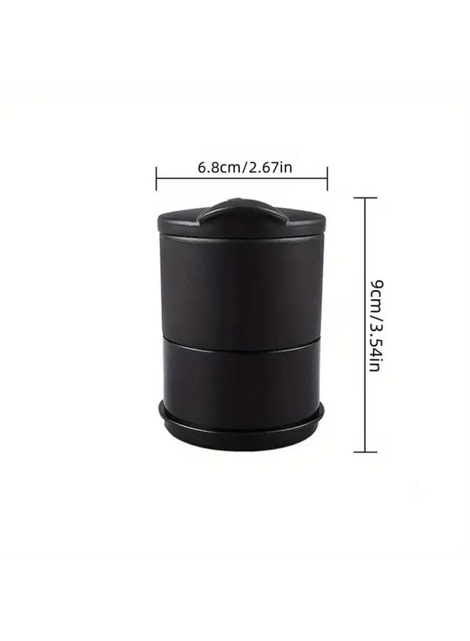 Black Dustbin Style Car Ashtray With Lid Durable Plastic Interior Accessory - Image 2