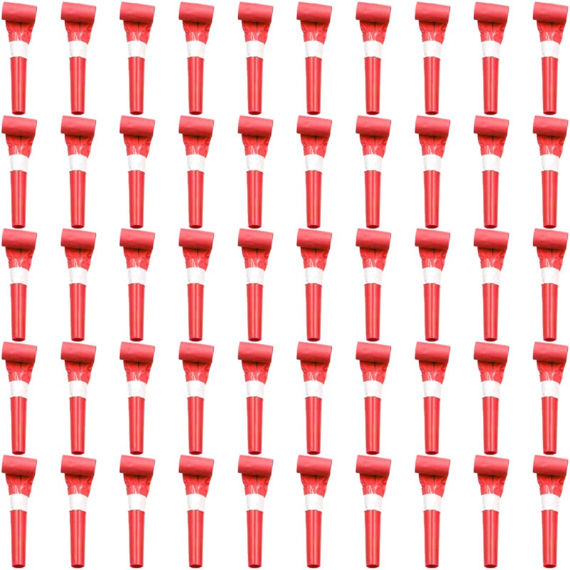 ywmigl 50 Pcs Red Party Blowers for Kids Funny Blower Noise Makers Blowouts Horns Whistles Perfect for Birthday Parties New Years Sporting Events Party Supplies Red - Image 3