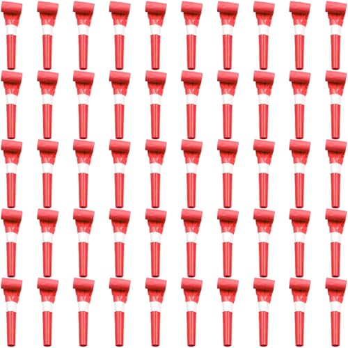 ywmigl 50 Pcs Red Party Blowers for Kids Funny Blower Noise Makers Blowouts Horns Whistles Perfect for Birthday Parties New Years Sporting Events Party Supplies Red - Image 1