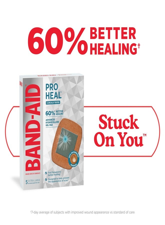 Band-Aid Brand Pro Heal Adhesive Bandages + Hydrocolloid Gel Pads, Extra Large Clinically Tested Waterproof Bandages for Better Healing of Minor Wounds, Sterile First Aid Bandages, Twin Pack, 2 x 5 ct - Image 2