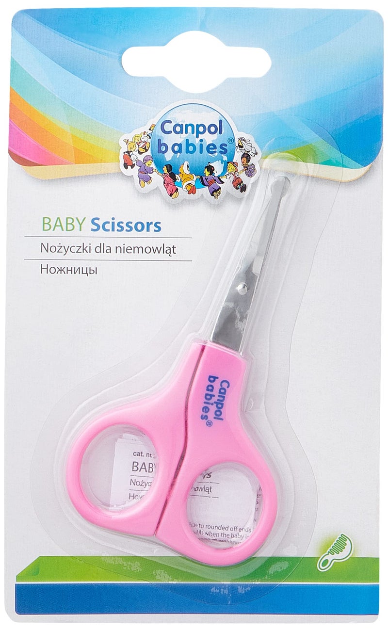 Canpol babies Round Tip Baby Nail Scissors without Cover PINK - Image 1