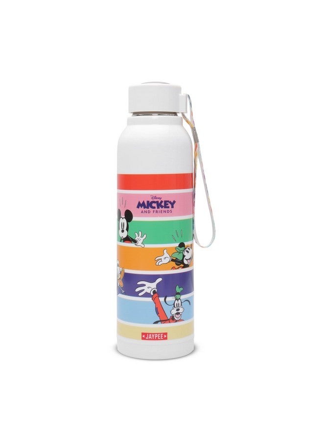 JAYPEE Inner Stainless Steel Insulated Disney Mickey Hot & Cold Water Bottle for School Kids with Strap, 690 ml, White - Image 1