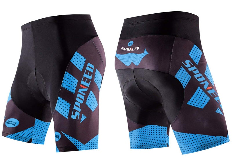 sponeed Padded Biking Shorts Half Pants Male Cycling Bottoms Ride Bike Clothing Cycle Wear Tights US XL Blue - Image 2
