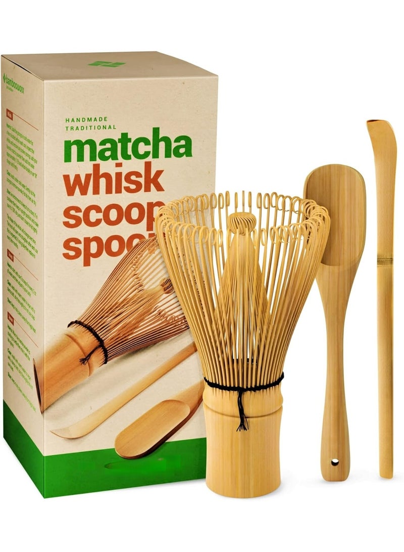 (Matcha Tea Kit) - Japanese Tea Set, Matcha Whisk (Chasen), Traditional Scoop (Chashaku), Tea Spoon, The Perfect Set to Prepare a Traditional Cup of Matcha. - Image 1
