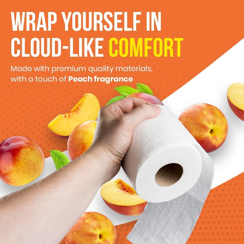 Maxi Supercarta Peach Scented 3 Ply Giant Toilet Roll 480 Sheets Pack of 4 Rolls – 120 Absorbent Sheets per Roll – Premium Softness with Flower and Butterfly Embossing – Feels Like Cotton, Super Dry - Image 5