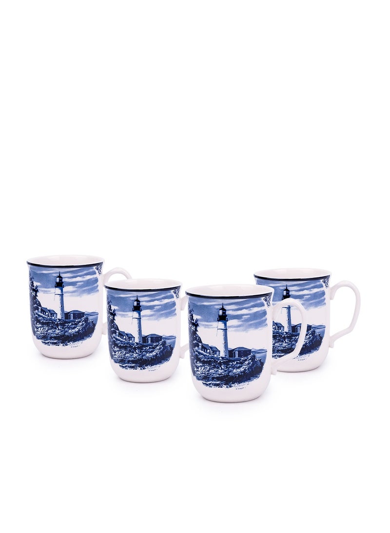 Claytan Lighthouse Blue 370ml Ceramic Mug (set of 4)