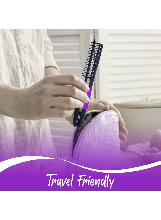 HerStyler Straightening Comb For Hair Flat Iron Comb For Great Tresses Hair Straightener Comb With A Grip Keratin Comb For Knotty Hair Hot Iron Comb To Smooth Hair Trendy Set Of 2 Purple - Image 5