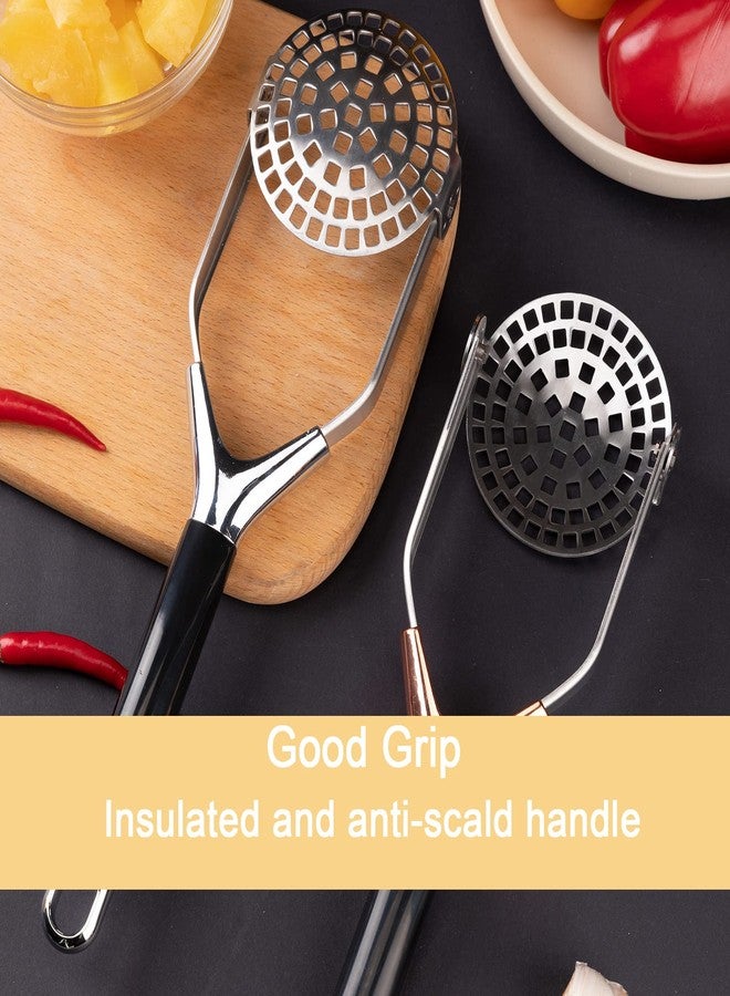Obsoorth Mashed Potato Masher Stainless Steel Foldable Non Stick 12 Inch Long Handle Heavy Duty Smasher Kitchen Tool,Potato Masher and Peeler for Avocado, Bean, Baby Food, Silver - Image 2