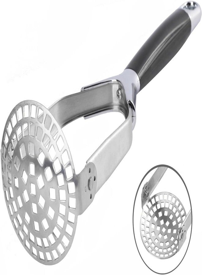Obsoorth Mashed Potato Masher Stainless Steel Foldable Non Stick 12 Inch Long Handle Heavy Duty Smasher Kitchen Tool,Potato Masher and Peeler for Avocado, Bean, Baby Food, Silver - Image 1