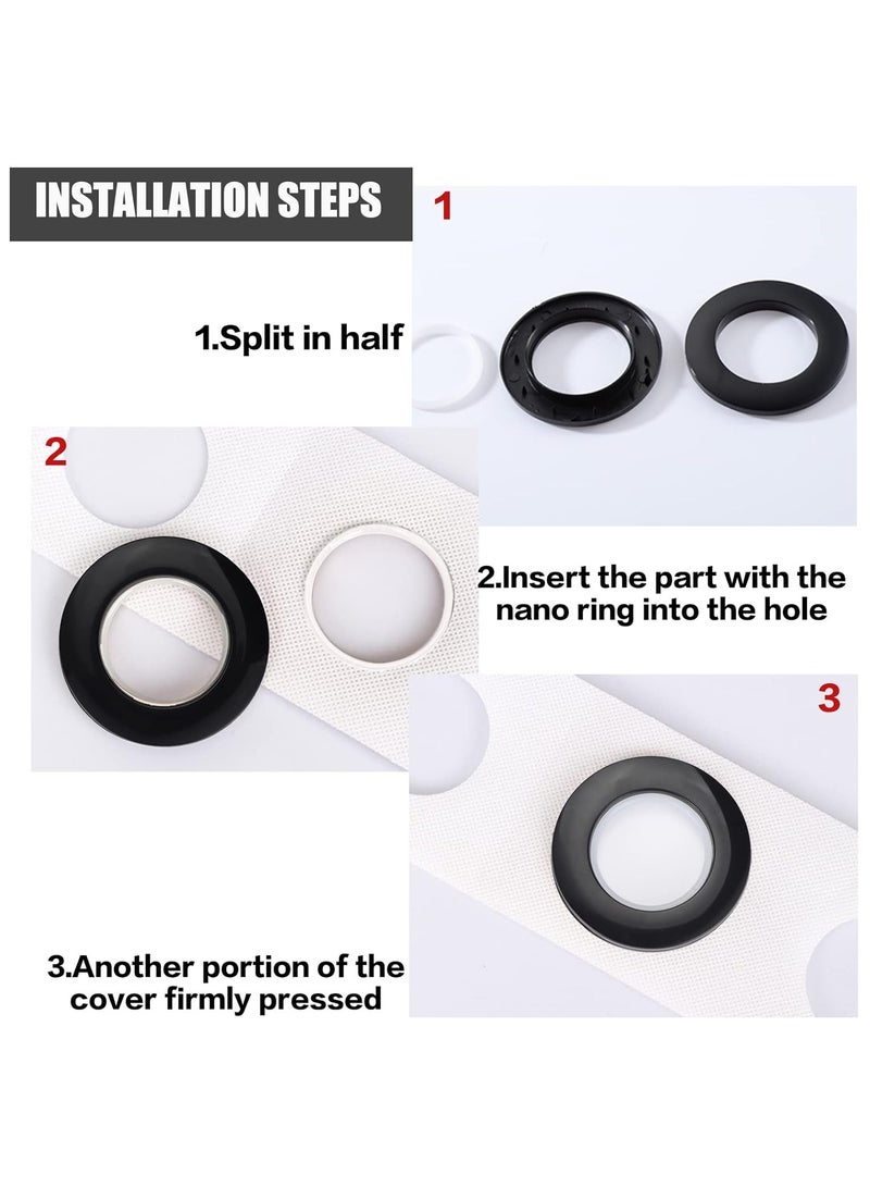 AL WADI FURNITURE AWF Al Wadi Furniture Pack of 20 Black Curtain Grommets Round Plastic Curtain Eyelet Rings with nano-scale silencer ring, DIY Rings for Window Curtain, Shower Curtain, Locker Room Door Curtain  - Image 5