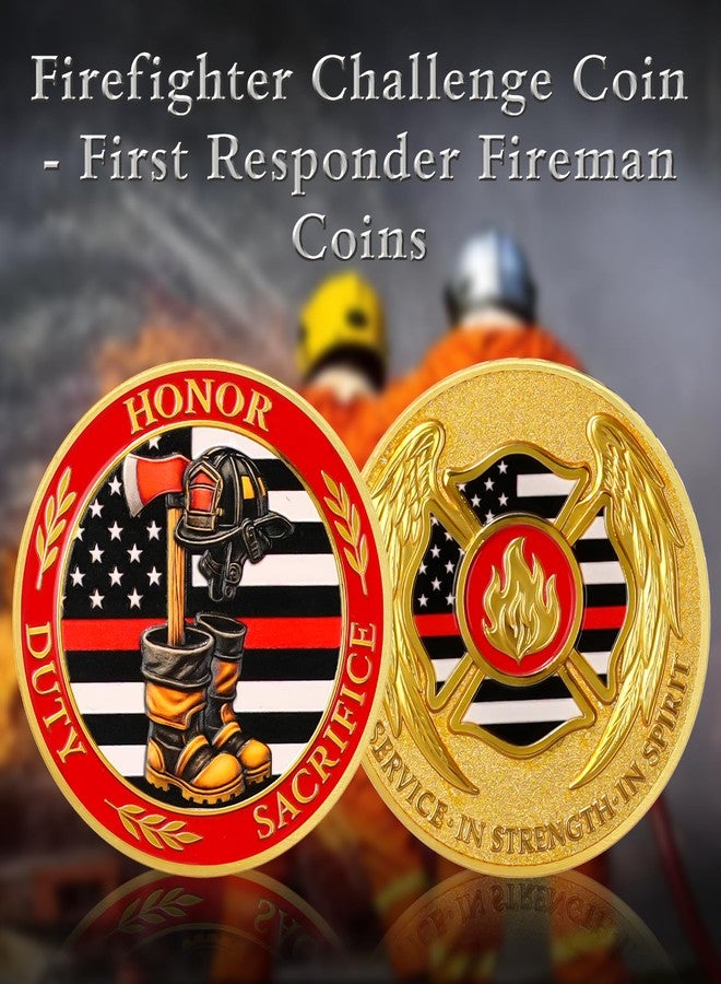 ASmileIndeep Firefighter Challenge Coin - First Responder Fireman Coins - Firefighter Helmet & Axe Commemorative Coin - Honor Fire Department Rescue Prayer Coin Appreciation Fireman Gifts - Image 2