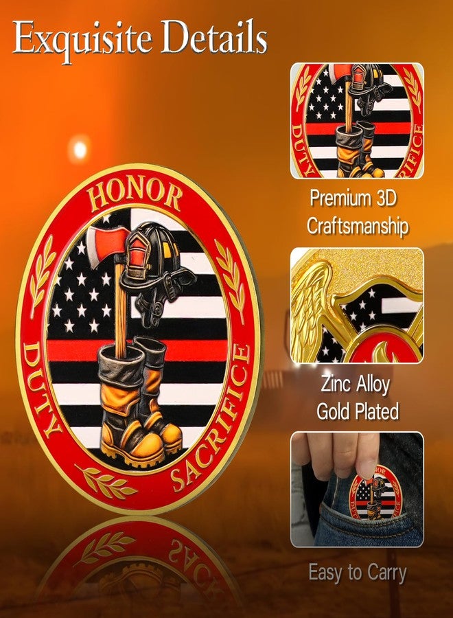 ASmileIndeep Firefighter Challenge Coin - First Responder Fireman Coins - Firefighter Helmet & Axe Commemorative Coin - Honor Fire Department Rescue Prayer Coin Appreciation Fireman Gifts - Image 3