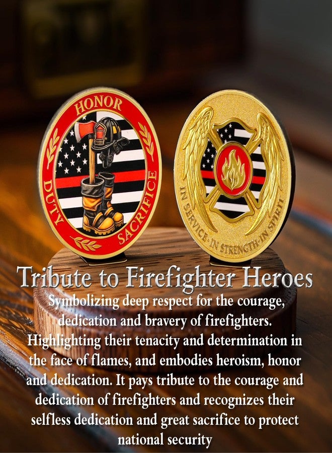 ASmileIndeep Firefighter Challenge Coin - First Responder Fireman Coins - Firefighter Helmet & Axe Commemorative Coin - Honor Fire Department Rescue Prayer Coin Appreciation Fireman Gifts - Image 4
